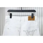 LV Pocket Leather Label Denim Shorts White - Image 4
