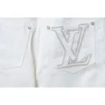 LV Pocket Leather Label Denim Shorts White - Image 5
