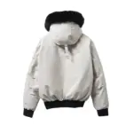 MK Men’s Balistic Bomber Zip-Up Fur Jacket White - Image 2