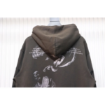 OFF WHT Logo Print Cotton Hoodie Brown Black - Image 7