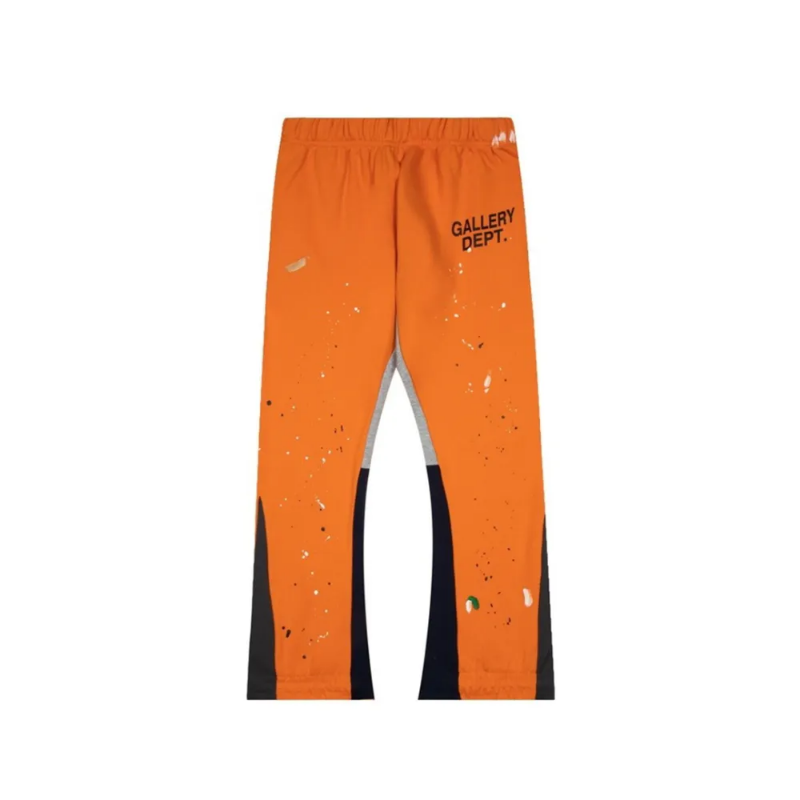 copy_of_gallery_dept__painted_flare_sweat_pants_white_1D33719AF0517_800x800 GD Painted Flare Sweat Pants Hot Orange-Black Patchwork - Image 1