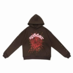SPDR Spider Web Print Gothic Hoodie Brown