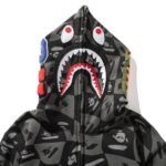 BP Hoodie Shark Logo Checkered Black - Image 3