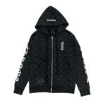 CHRM HRTS Hoodie Zip Black Monogram CH063