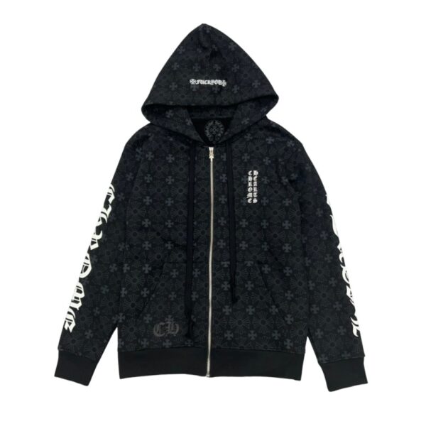 fsdf0236-6-600x600-1 CHRM HRTS Hoodie Zip Black Monogram CH063 - Image 1