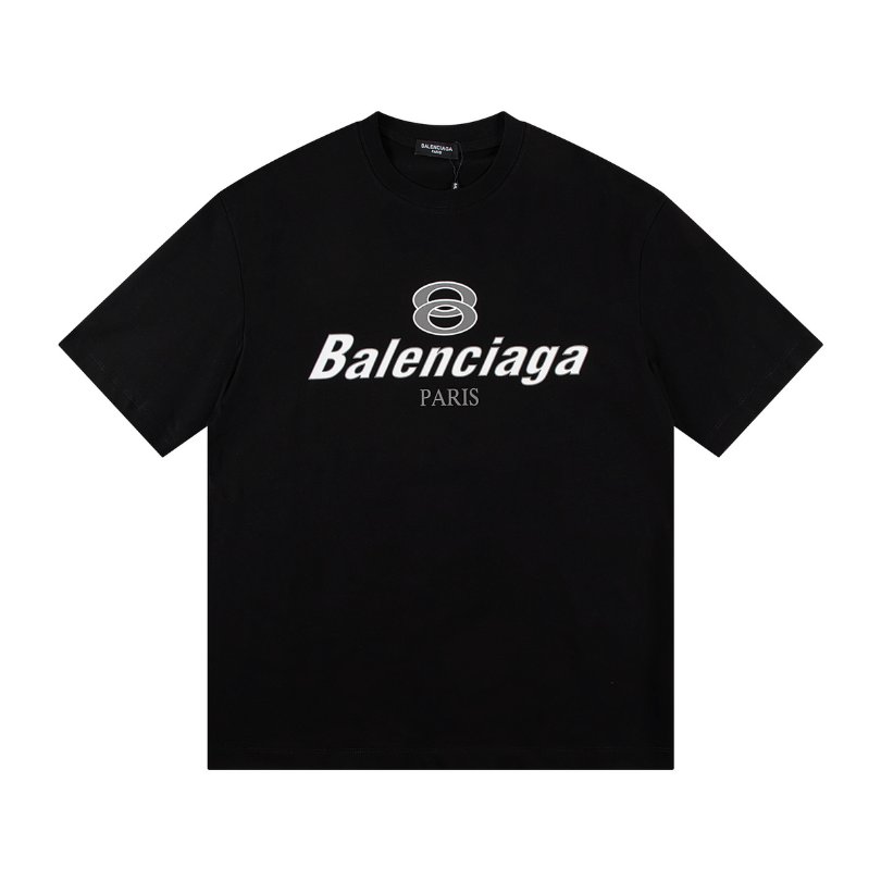 rthrt-1 BLNCG T-shirt Paris Double Rings Logo Black - Image 1