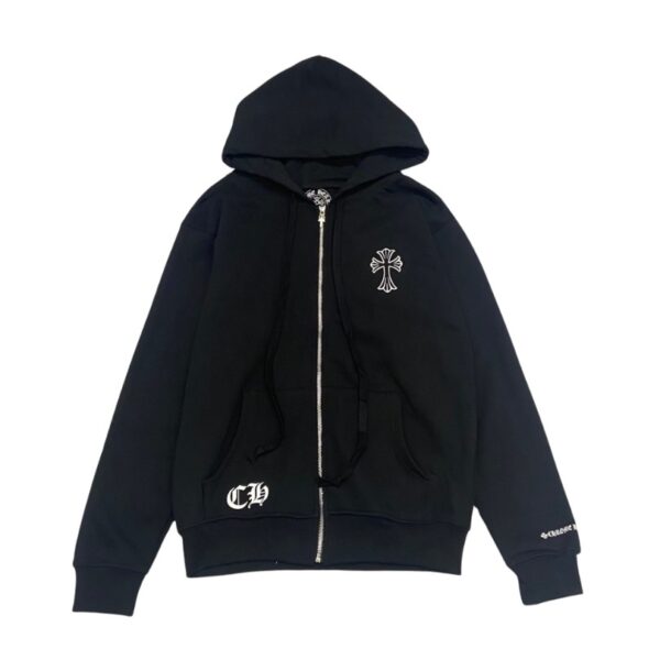 sdds0236-9-600x600-1 CHRM HRTS Hoodie Cross Zip Black CH064 - Image 1
