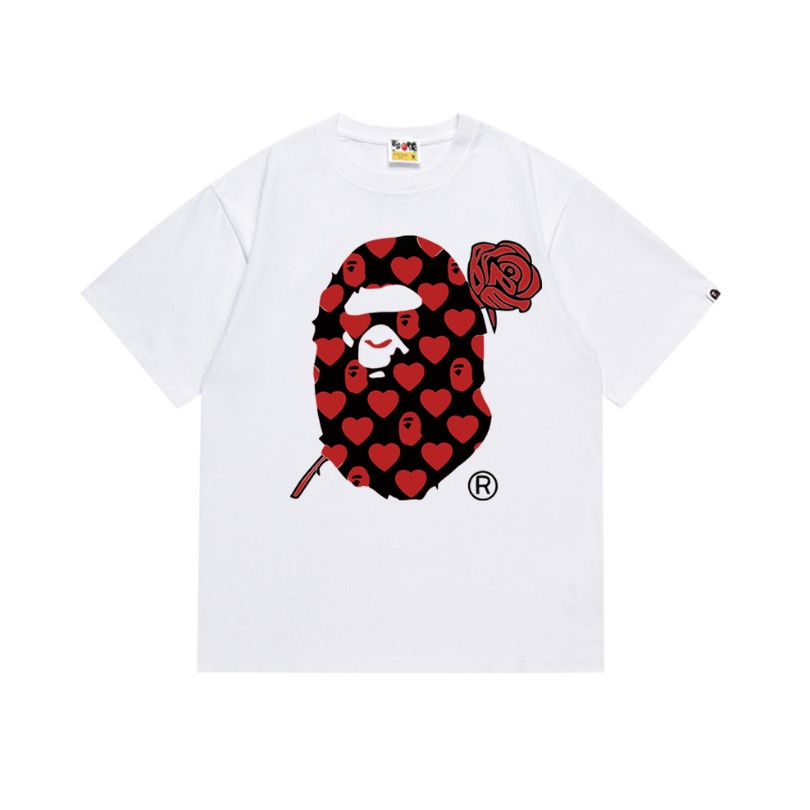 sdsds-1-1-1 BP T-shirt Heart Ape Head Rose White BP054 - Image 1