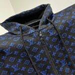 HOODIE ZIP-UP BLACK & BLUE MONOGRAM - Image 4