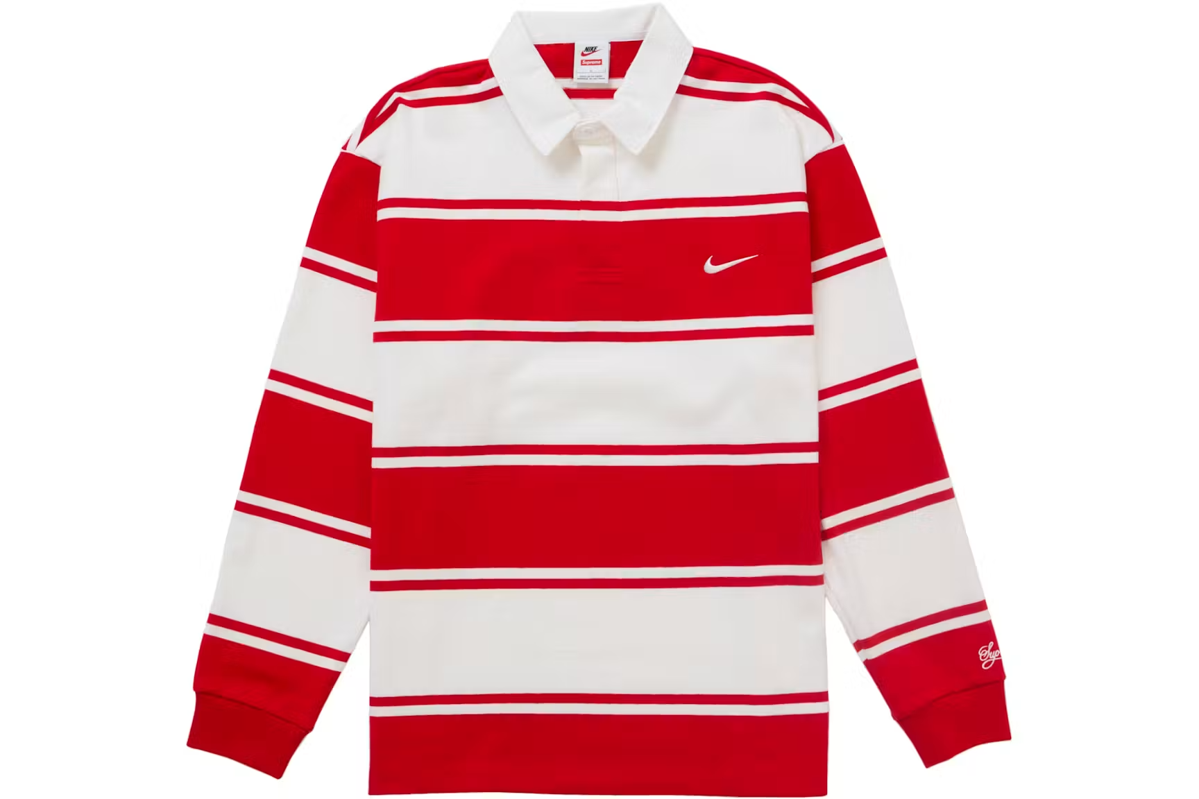 Supreme-Nike-Stripe-Rugby-Red-Product Supreme Nike Stripe Rugby - Image 1